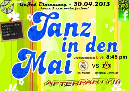 Tanz in den Mai!Wohnheimparty! Werbeplakat